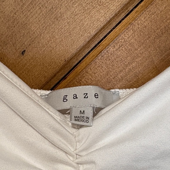 Gaze Elegant White Ruched Women's Top Medium - Picture 2 of 5